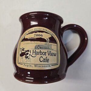 Deneen Pottery Harbor View Cafe Pepin Wisconsin Red Belly Mug Handthrown 2006